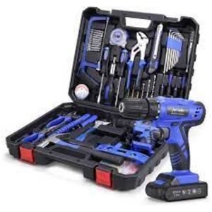 112 Piece Power Tool Combo Kits with 21V Cordless Drill, Professional Household Home Tool Kit Set