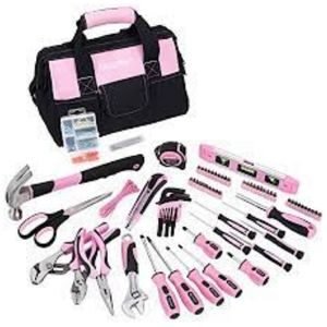 FAST PRO Pink Tool Set, 220-Piece Home Repairing Tool Kit with 20V Pink Cordless Lithium-ion Drill Driver