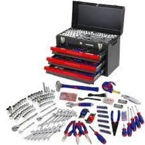 WORKPRO Mechanics Tool Set with 3-Drawer Heavy Duty Metal Box (W009044A)