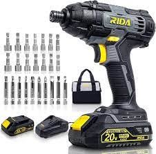 RIDA Impact Driver, 1600In-lbs 20V Impact Drill, Battery 0-2800RPM Variable Speed, 25 Pcs Accessories