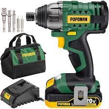 POPOMAN Impact Driver, 1600In-lbs, 0-2900RPM Variable Speed, 2.0Ah Battery